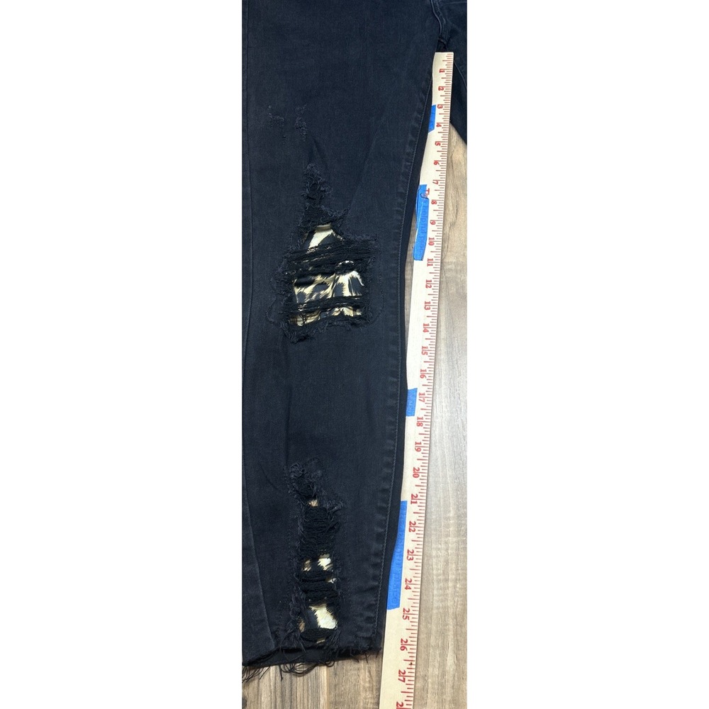 NWT Judy Blue Skinny Fit Mid‎ Rise Stretch Black Jeans Leopard Distressed Sz 14W - Picture 11 of 11